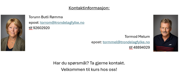 Kontaktinformasjon Etablererkurs for innvandrere 2026